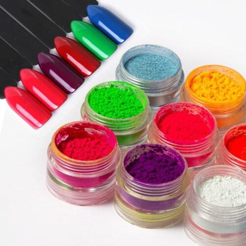 12 Colors/Set Neon Pigment Nail Powder Dust Gradient Macaron Nail Glitter Iridescent Acrylic Powder Make Up Nail Art Accessories