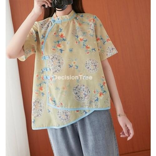 2021 traditional chinese clothing for women qipao top tang suit cheongsam top blouse vintage classic chinese style qipao shirts