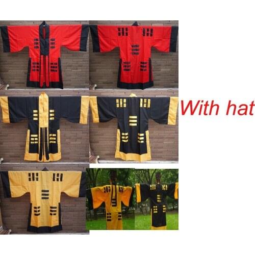 3color red/black/yellow Taoist robe taoism clothing priest tai chi uniform suits martial arts dobok gownwithhat