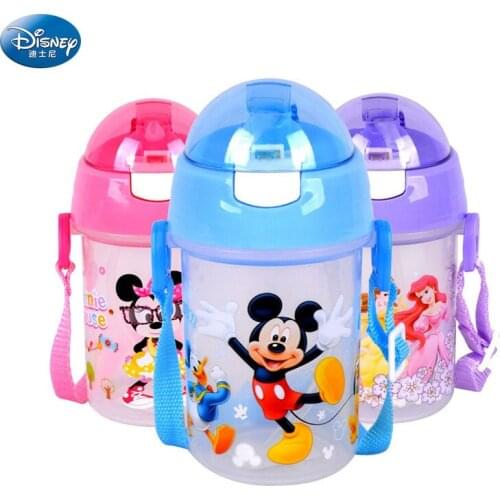 350 ML Disney Minnie Mickey Mouse cup student outdoor sports Creative straw snow White bottle portable cups