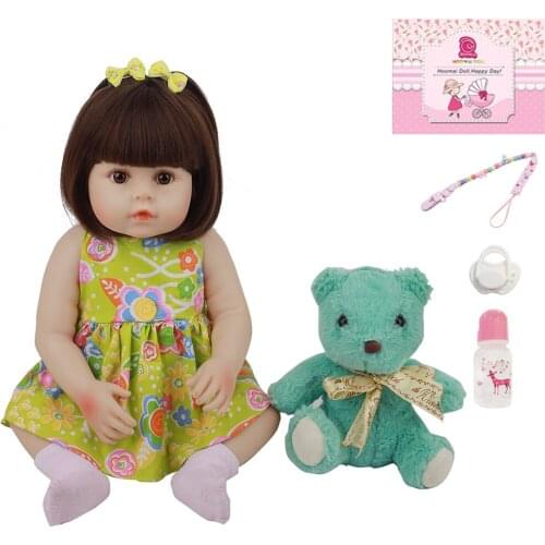 48 CM Realistic Baby Bebe Reborn Doll For Girl Pure 18" Handmade Silicone Full Body Babies Doll Toy Kid Gifts Bedtime Playmate