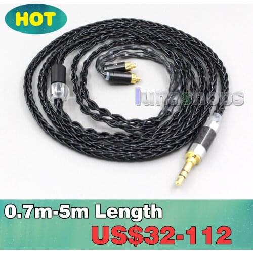 3.5mm 2.5mm 4.4mm XLR 8 Core Silver Plated OCC Black Earphone Cable For Dunu dn-2002 LN006594