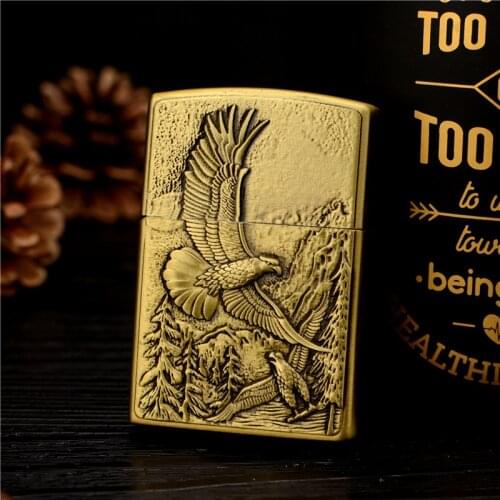 Metal Alloy Butane Gas Inflating Cigarettes Lighter Creative Relief Eagle Flint Grinding Wheel Open Fire Smoking Gift Accessory