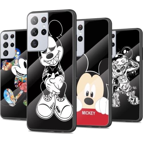 Dark Mickey Mouse Tempered Glass Cover For Samsung Galaxy S21 Plus Ultra M21 M31 M51 A52 A72 Phone Case Coque