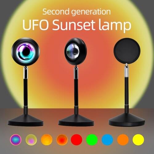 2021 Night Light Decoration USB Socket Table Room UFO Rainbow Sunset Wall Projection Night Lamps 16 RGB Colorful