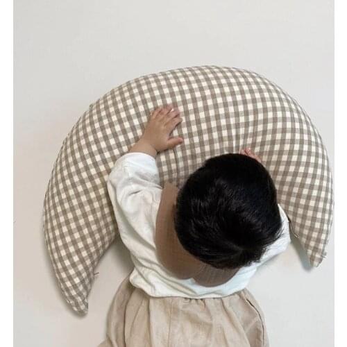Baby Plaid Pillow Cotton Sleeping Support Children Lying Cushion Lovely Baby Room Decoration Stuff Kids Beds Side Protector