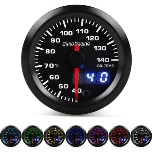 Dynoracing Dual Display 52MM 7 Colors Oil temp gauge 40-140 Celsius Oil temp meter with stepper motor