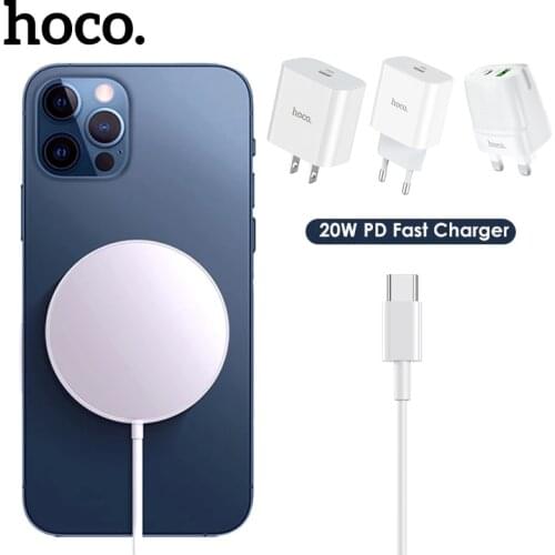 Hoco 15W Wireless Charger Magnetic Adsorption For iPhone 12 11 Pro Max PD 20W EU UK US Phone Charger Adapter For Samsung S20 S21