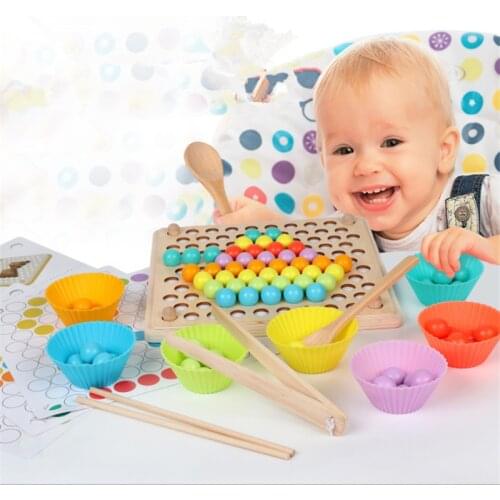 Beads Game Montessori Early Childhood Children Wooden Clip Ball Puzzle Parent-child Interactive Toys For Children Gifts 1 Set