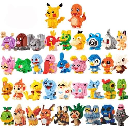 New 41 style Pokemon Blocks Small Building Blocks Cartoon Picachu Animal Mini Model Education Game Graphics Pokemon Toys