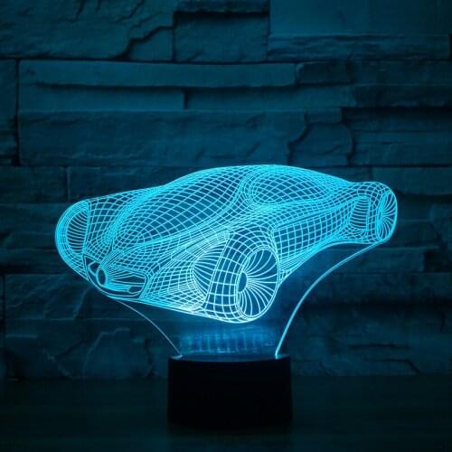 Creative Colorful Led Night light Sports Car Modeling Foreign Trade 3d Visual Desk Lamp Energy Saving Gradual Table Lamp