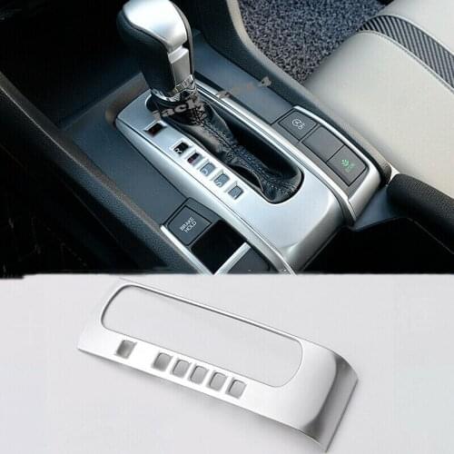 Silver ABS Chrome Inner Gear Shift Box Panel Cover Trim Fit for Honda Civic 2016 2017 2018 2019
