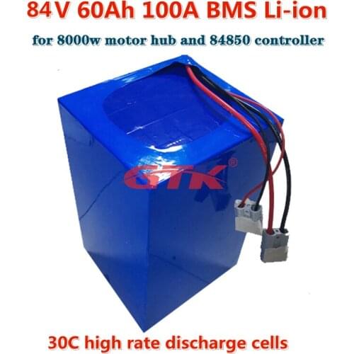 GTK deep cycle rechargeable 84V 60Ah lithium ion battery for 8000W motor hub and 84850 controller