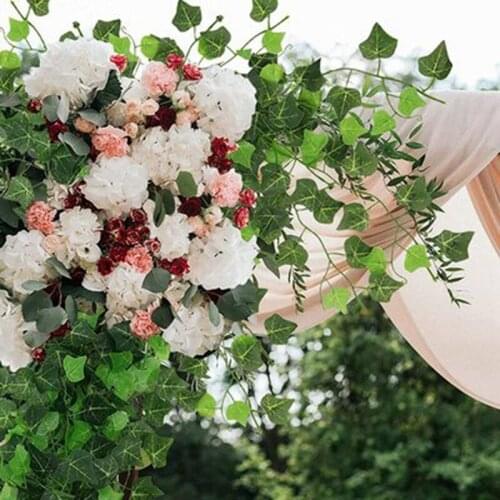 MLGB 100Pcs Leaf 1 Piece 2.4M Home Decor Artificial Ivy Leaf Vine Fake Foliage Flowers Creeper Green Ivy Wreath 12 Pack