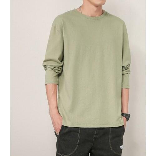 Solid Color Men White Long Sleeve T shirts Korean Hip Hop Oversized Man Casual Tee Mens Streetwear T shirts