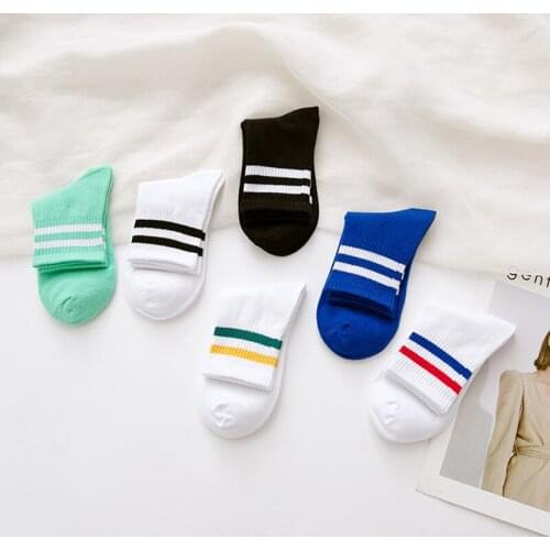 New Womens socks spring sports Harajuku skateboard stripes two two bars socks student socks cotton sweat-absorbent tube kawaii