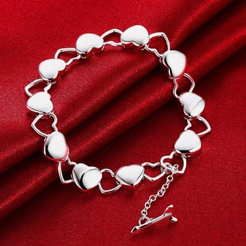 BABYLLNT New Arrival 925 Silver Bracelet Fashion Heart To Heart Charm Bracelet For Women High Quality Jewelry Wholesale Gift