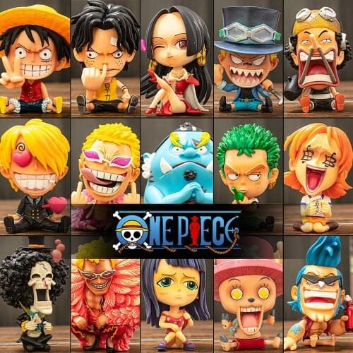 One Piece Zoro Luffy Sanji Q Sitting Ver. Robin Nami Brook Chopper Childhood PVC Action Figures OP Ace RANKY Usopp Lovely Model