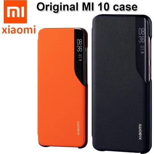 Original Xiaomi MI 10 Case 6.67" Mirror Smart View Flip Cover Xiaomi Mi 10 Pro 5G Global PU Leather Case Official Window Case