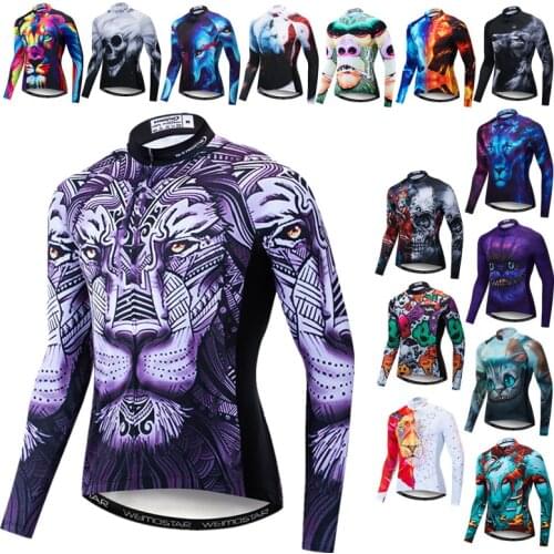 Weimostar 2021 Autumn Cycling Jersey Long Sleeve Men Lion Cycling Clothing Tops Spring MTB Bike Jersey Road Bicycle Jackets