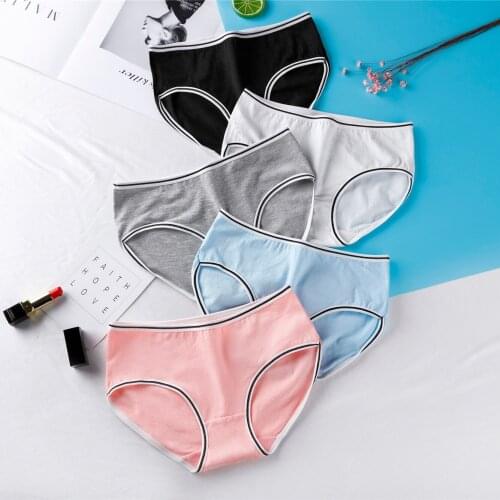 Simple little fresh girl solid-colored womens cotton panties low-waisted buttocks womens underwear