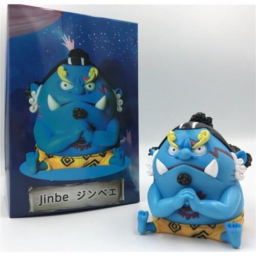 Q Jinbe Sitting Holding Fist Cute Ver. PVC Action Figures Childhood Luffy Jinbe Lovely Model 10cm