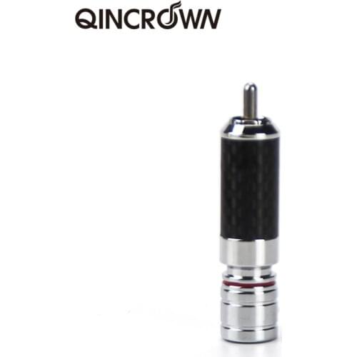 RCA Plug Rhodium Plated For ID 10mm Audio Amplifier Cable Connector Male HiFi Speaker Jack Carbon Fiber Copper RCA Connectors