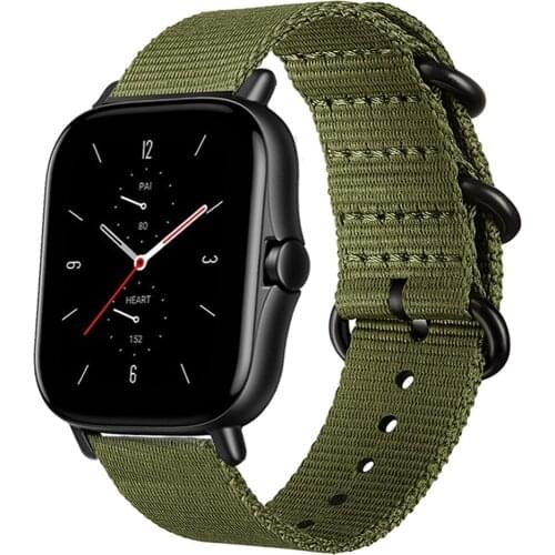 20mm/22mm Strap for xiaomi Amazfit GTS2/Bip/Pace/Stratos 2/2s 42mm 47mm smart watchband nylon bracelet Accessories gtr 2/2e