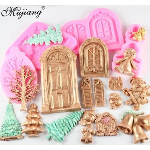 Christmas Silicone Mold for Fondant Cake Decorating Tools Door Deer Christmas Tree Snowman Chocolate Biscuits Candy Cupcake Mold