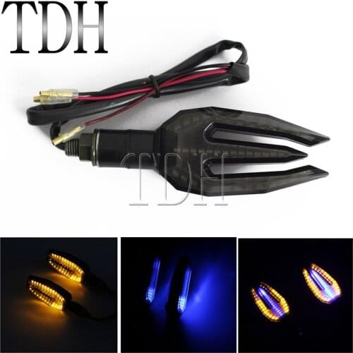 LED Turn Signal Cool Motorcycle Blue Amber Indicator Flasher Waterproof Universal for Most 10mm Motorbike
