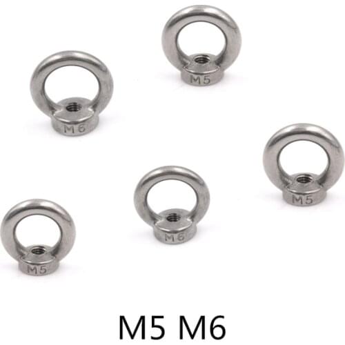 1pc M5/M6 Eye Nut Stainless Steel Marine Lifting Eye Nut Ring Nut Loop Hole For Cable Rope Lifting Hot Sale