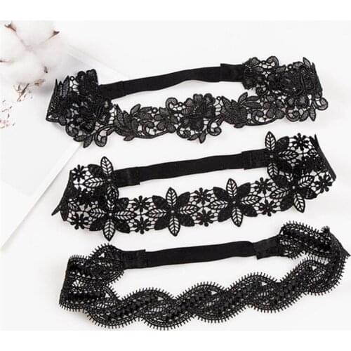 10pcs/Lot Creative New Black Lace Hollow Hairbands Children Headbands Elastic Hair Band Kids Hair Accessories Girls Headwear