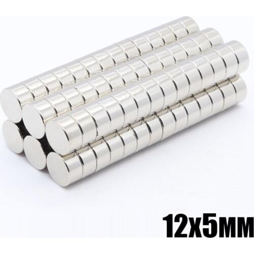 100Pcs 12 x 5 mm Wholesale 12x5 Disc Round Cylinder Strong Rare Earth Neodymium permanent Magnets 12*5 NEW Art Craft Connection