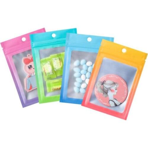 100pcs Gradient Zip lock Plastic Bag Aluminum Foil Food Pouch Small Water Proof Zipper Reclosable Pouches