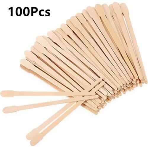 100PCS Disposable Wooden Waxing Stick Wax Bean Wiping Wax Tool Disposable Hair Removal Cream Bar Body Beauty Tool Waxing Stick