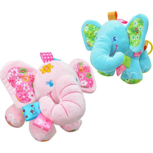 15cm*24cm Infant Baby Rattles Elephant in pink blue color Crib Stroller hanging Toy hand rattle Plush Doll Bed Hanging WJ175