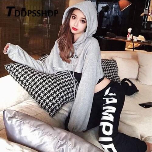 2019 Casual Grey Color Women Hoodies Hip Hop Street Female Sweatshirt