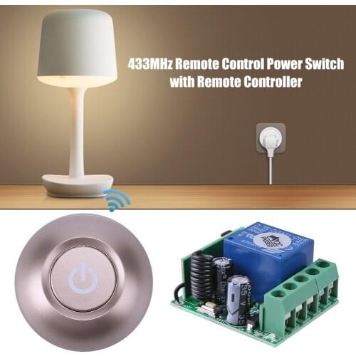 433MHz Practical Multi-functional Durable Convenient Remote Control Switch 12V Receiver + Self-powered Round RF Transmitter
