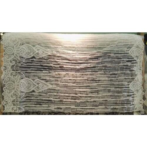 5YARDS hz002 new arrive best quality offwhite beads sequin embroidery tulle mesh lace fabric for bridal wedding party /sawing