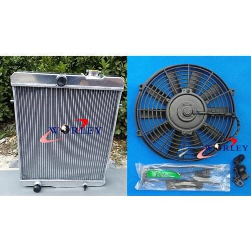 56MM ALUMINUM RADIATOR + FAN FOR TRIUMPH TR4 MT 1961-1965 1964 1963 1964