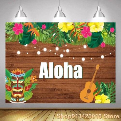 Aloha Hawaiian Carnival Retro Wooden Flower Background Holiday Party Decoration Photography Studio Digital Photo Custom Backdrop
