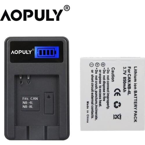 AOPULY 1pcs NB-4L NB 4L NB4L Rechargeable Battery + USB LCD Charger for Canon Digital 100 110 30 IS IXY Digital 10 SD300 Camera
