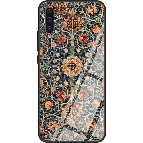 Bohemian Vintage Moroccan Retro Floral For Samsung A21S A20e A10 A20 A30 A50 A70 A31 A51 A71 A12 A52 A72 A32 Tempered Glass Case