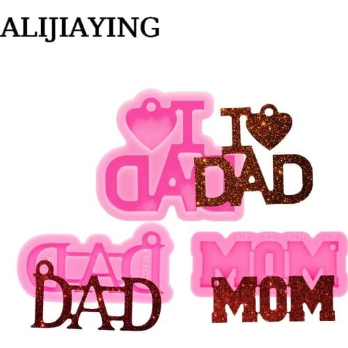 DY0531 Glossy Art MOM/DAD Silicone Keychain Mold for Epoxy Jewelry Making DIY Crafts Necklace
