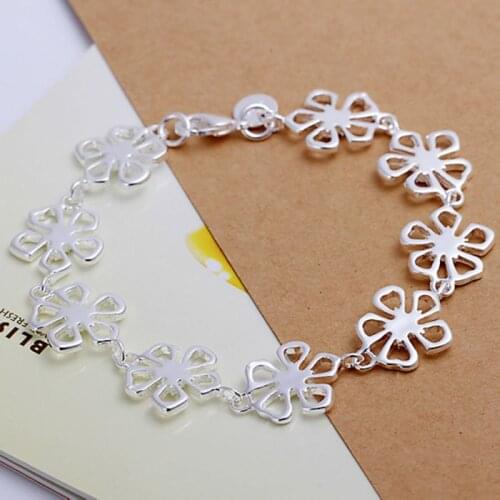 H169 silver fashion jewelry 925 jewelry silver plated bracelet Flower Bracelet /MHWOCBBI VURCYXMT
