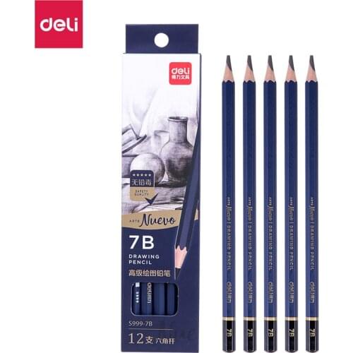 Deli 7B Pencil Student Sketch Sketching 12Pcs/Box S999 Grafite Acrylic Office Supplies Lapis Ipencil