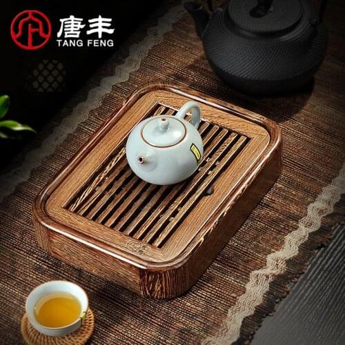 Beautiful mini tea tray Simple tea table Household small tea table solid wood water storage Kungfu tea sea