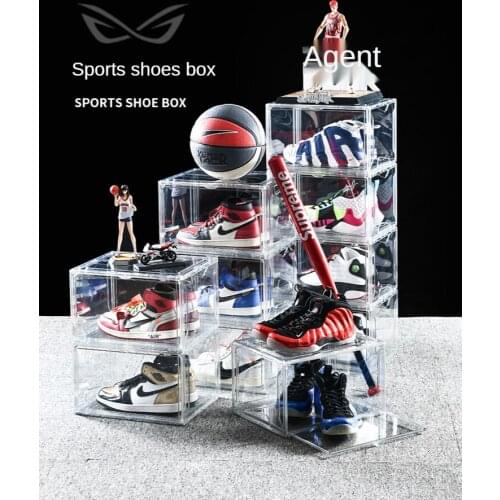 Magnetic basketball shoe box moisture-proof and dust-proof plastic acrylic transparent storage shoe box display shoe cabinet