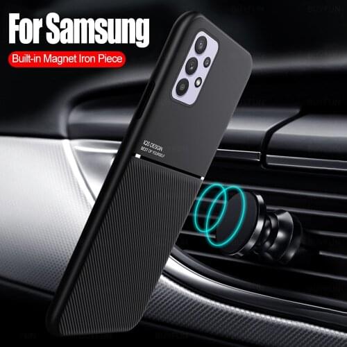 Matte PU Soft Silicone Frame Case For Samsung Galaxy A52 A42 A32 A02 A02S 4G/5G Car Holder Magnet Back Cover Samsun A 52 Shell