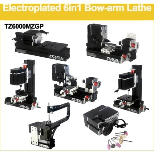 TZ8000MP 60W Electroplated Metal 8 in 1 Mini lathe/60W,12000rpm Mini 8in1 Metal lathe Machine/Lathe kit